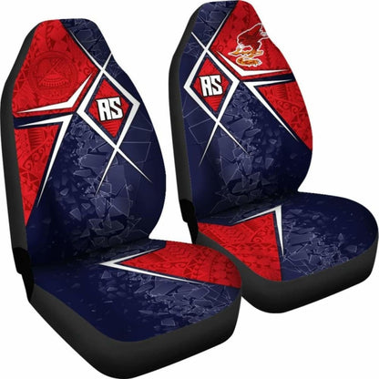 American Samoa Car Seat Covers - As Flag With Polynesian Patterns -