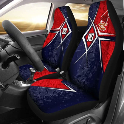American Samoa Car Seat Covers - As Flag With Polynesian Patterns -