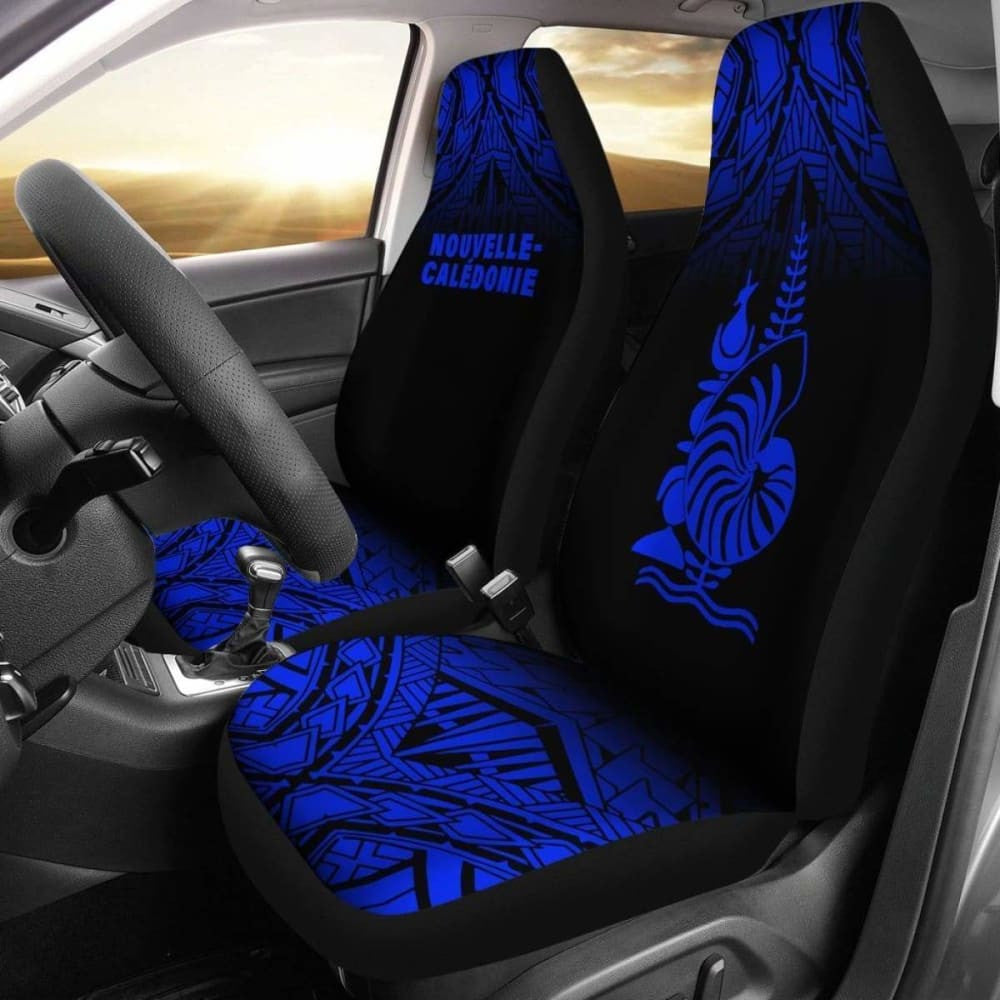 New Caledonia Polynesian Car Seat Covers - Blue Fog -