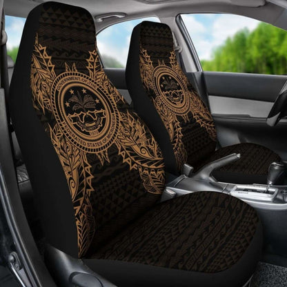 Federated States Of Micronesia Polynesia Car Seat Cover - F S M Seal Map Gold -