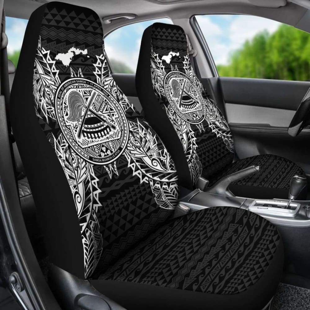 American Samoa Car Seat Cover - American Samoa Seal Map Black -