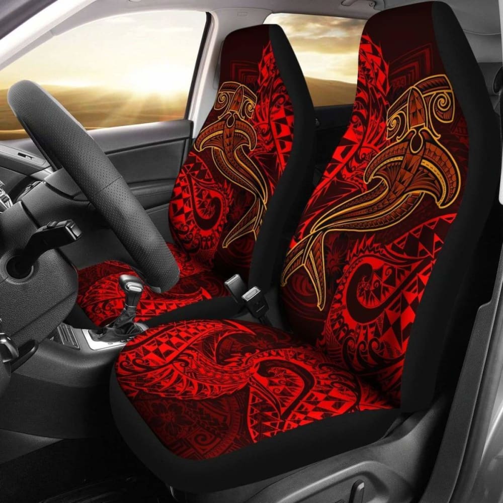 Polynesian Car Seat Covers - Red Shark Polynesian Tattoo -