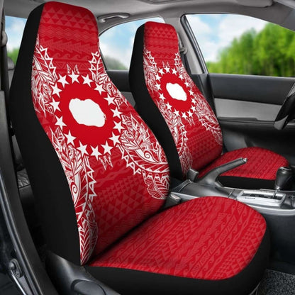 Cook Islands Car Seat Cover - Cook Islands Flag Map Red White -