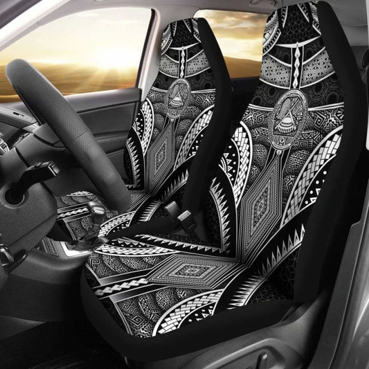 Polynesian Car Seat Covers - American Samoa Coat Of Arm With Poly Patterns -