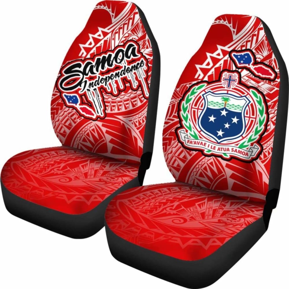 Samoa Polynesian Car Seat Covers - Independence Day Red Version -