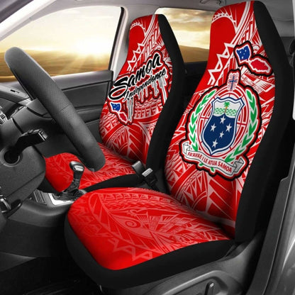 Samoa Polynesian Car Seat Covers - Independence Day Red Version -
