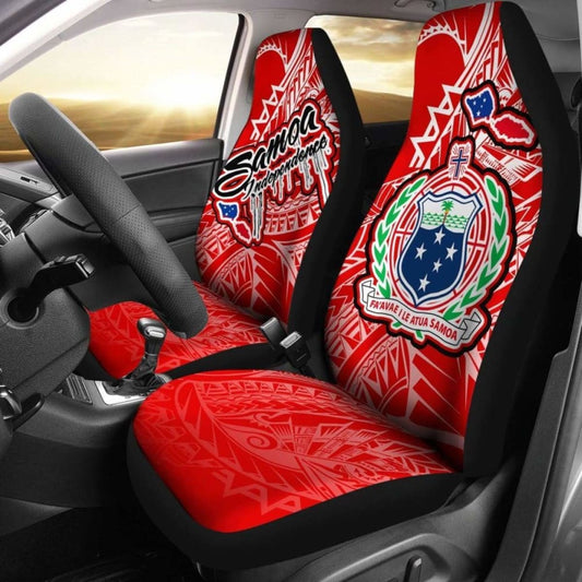Samoa Polynesian Car Seat Covers - Independence Day Red Version -