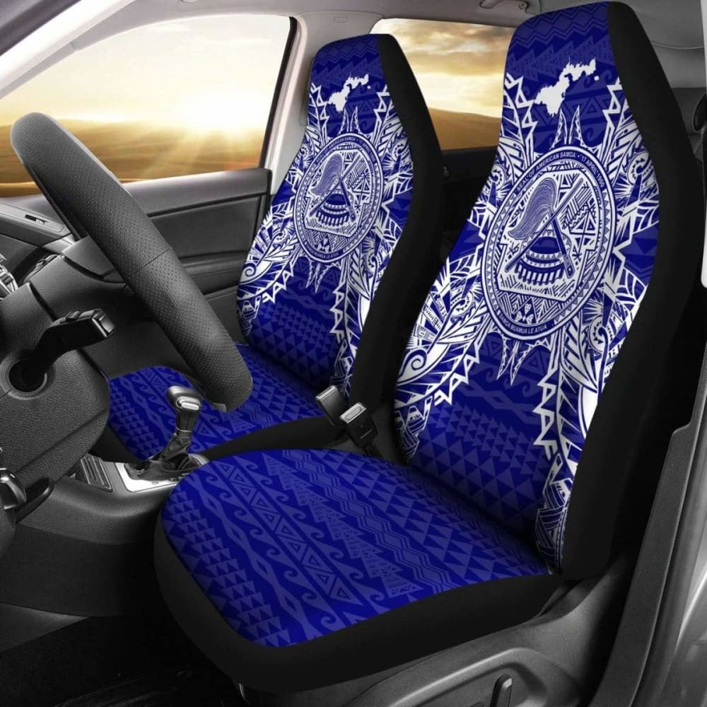 American Samoa Car Seat Covers - American Samoa Seal Map Blue -