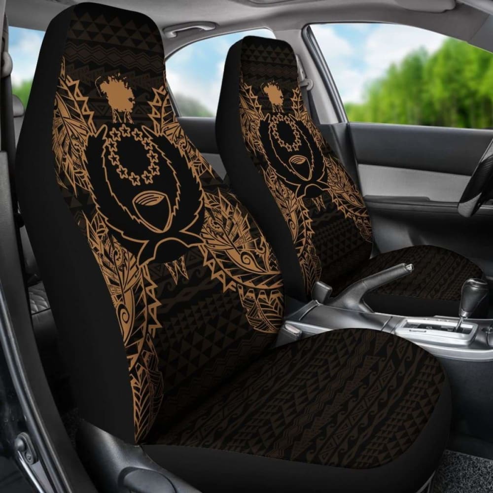 Pohnpei Car Seat Cover - Pohnpei Flag Map Gold -