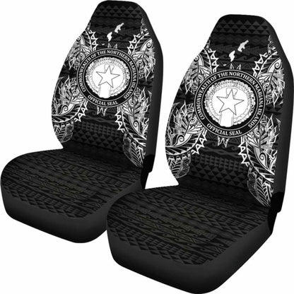 Northern Mariana Islands Car Seat Cover - C N M I Seal Map Black -