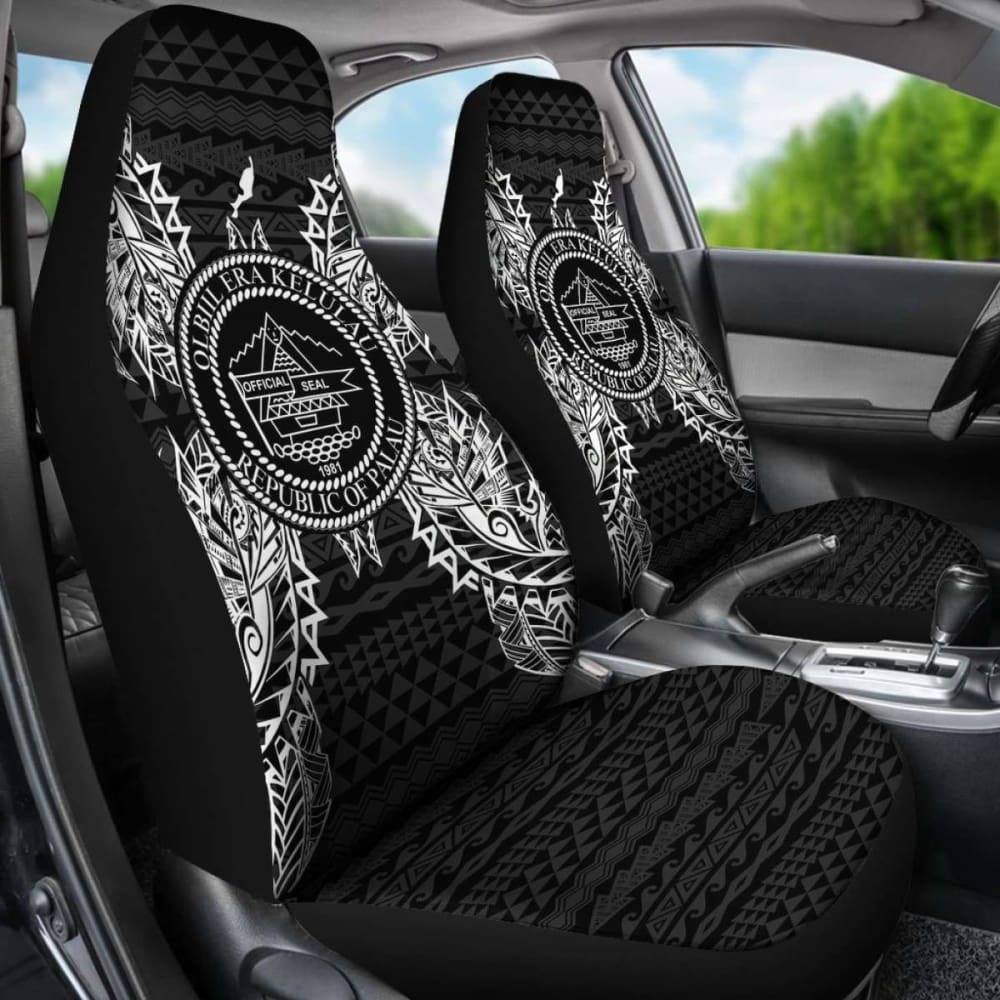 Palau Car Seat Cover - Palau Seal Map Black -