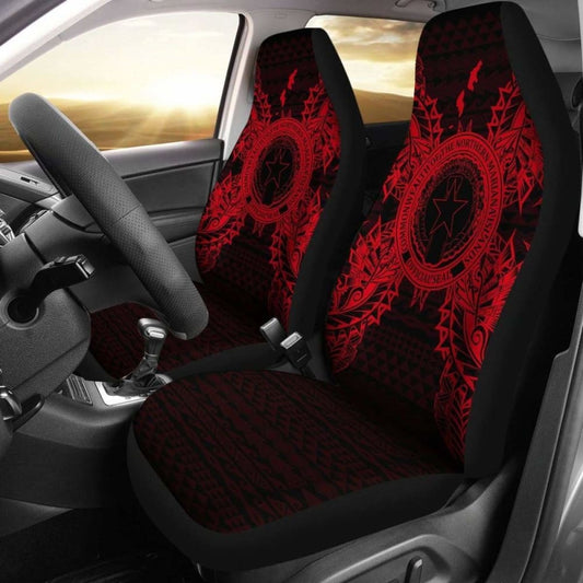Northern Mariana Islands Car Seat Cover - C N M I Seal Map Red -