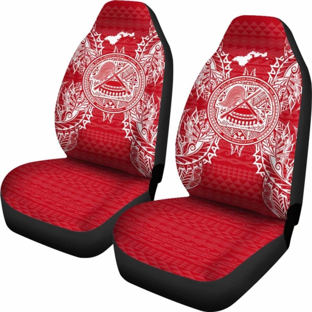 American Samoa Car Seat Cover - American Samoa Seal Map Red White -