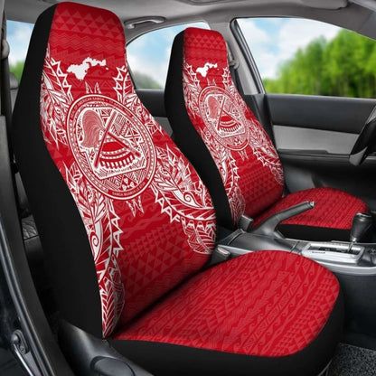 American Samoa Car Seat Cover - American Samoa Seal Map Red White -