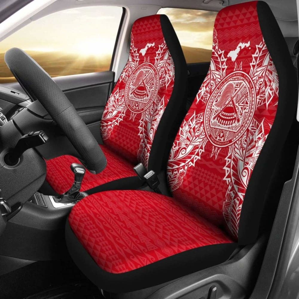 American Samoa Car Seat Cover - American Samoa Seal Map Red White -