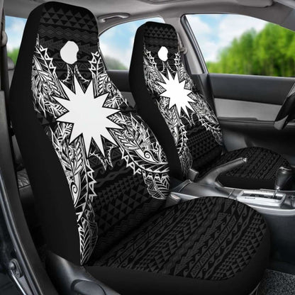 Nauru Car Seat Cover - Nauru Flag Map Black -