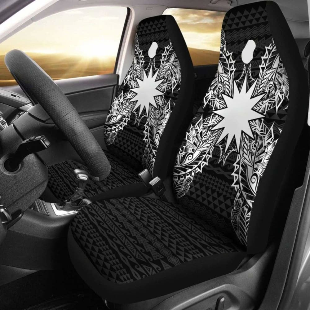 Nauru Car Seat Cover - Nauru Flag Map Black -