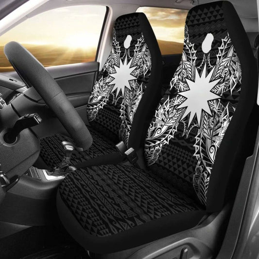 Nauru Car Seat Cover - Nauru Flag Map Black -