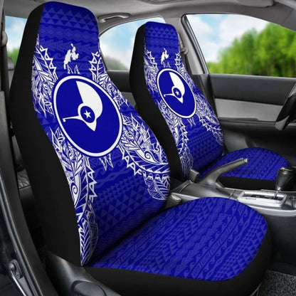 Yap Car Seat Cover - Yap Flag Map Blue -