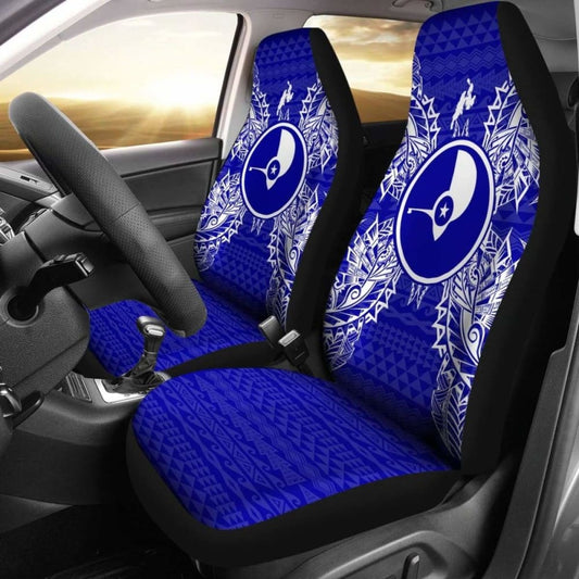 Yap Car Seat Cover - Yap Flag Map Blue -