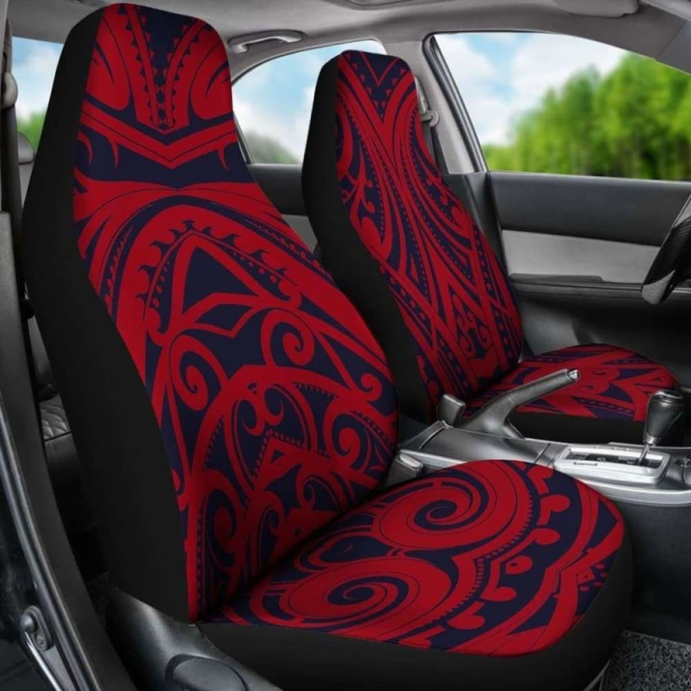Red Tribal Polynesian Car Seat Covers