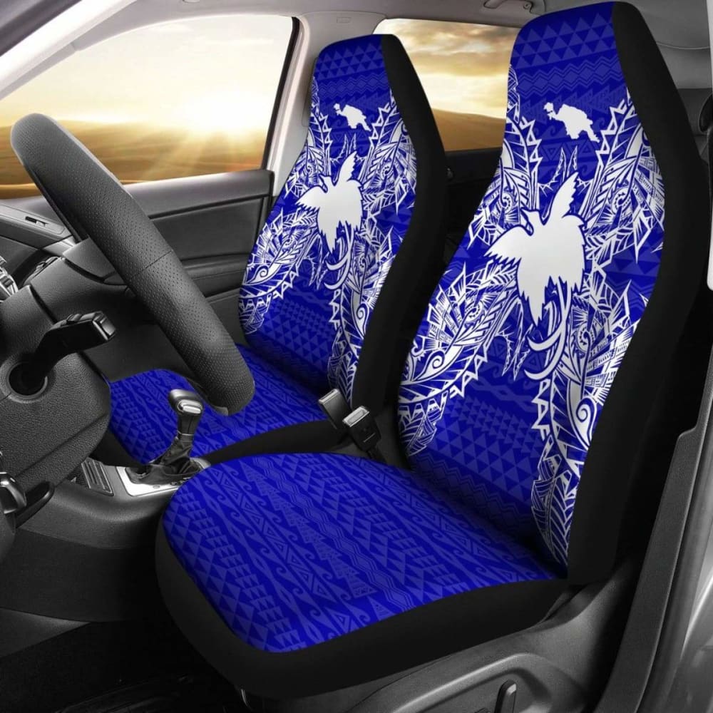 Papua New Guinea Car Seat Cover - Papua New Guinea Flag Map Blue -