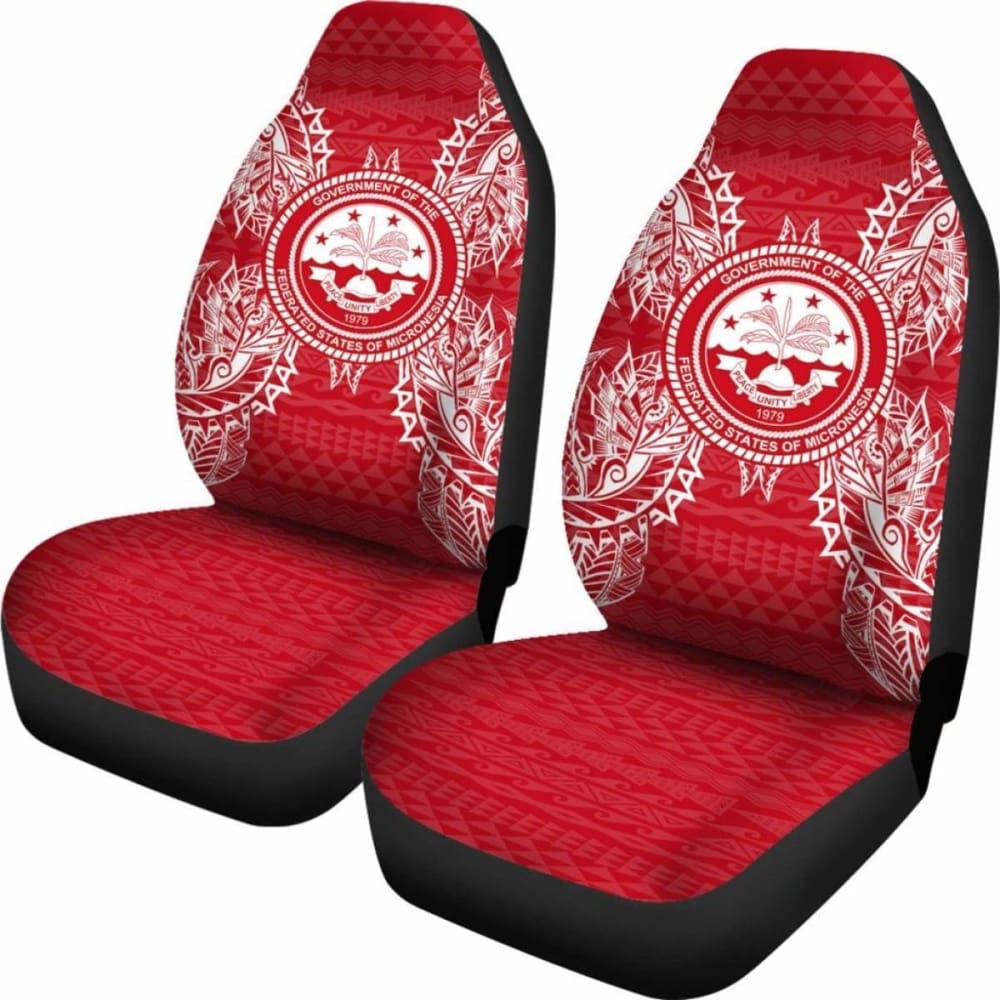 Federated States Of Micronesia Polynesia Car Seat Cover - F S M Seal Map Red White -
