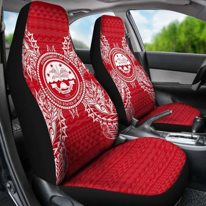 Federated States Of Micronesia Polynesia Car Seat Cover - F S M Seal Map Red White -