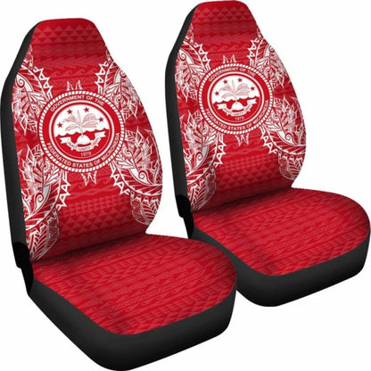 Federated States Of Micronesia Polynesia Car Seat Cover - F S M Seal Map Red White -