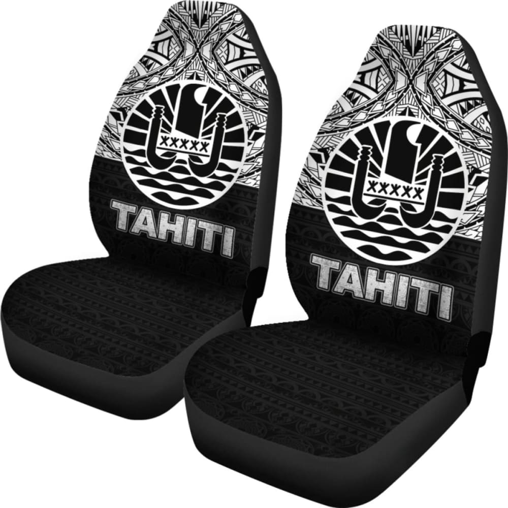 Tahiti Car Seat Covers - Tahiti Flag Black Version -