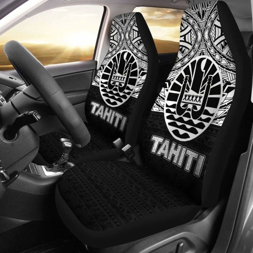 Tahiti Car Seat Covers - Tahiti Flag Black Version -