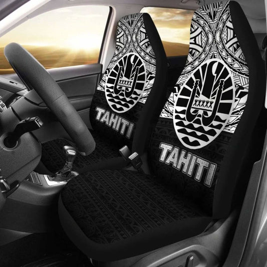 Tahiti Car Seat Covers - Tahiti Flag Black Version -