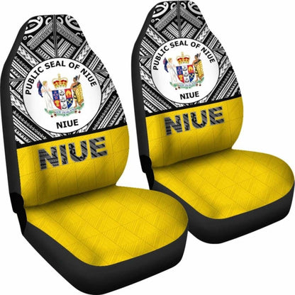 Niue Car Seat Covers - Niue Seal Polynesian Deisgn -