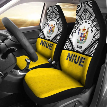 Niue Car Seat Covers - Niue Seal Polynesian Deisgn -