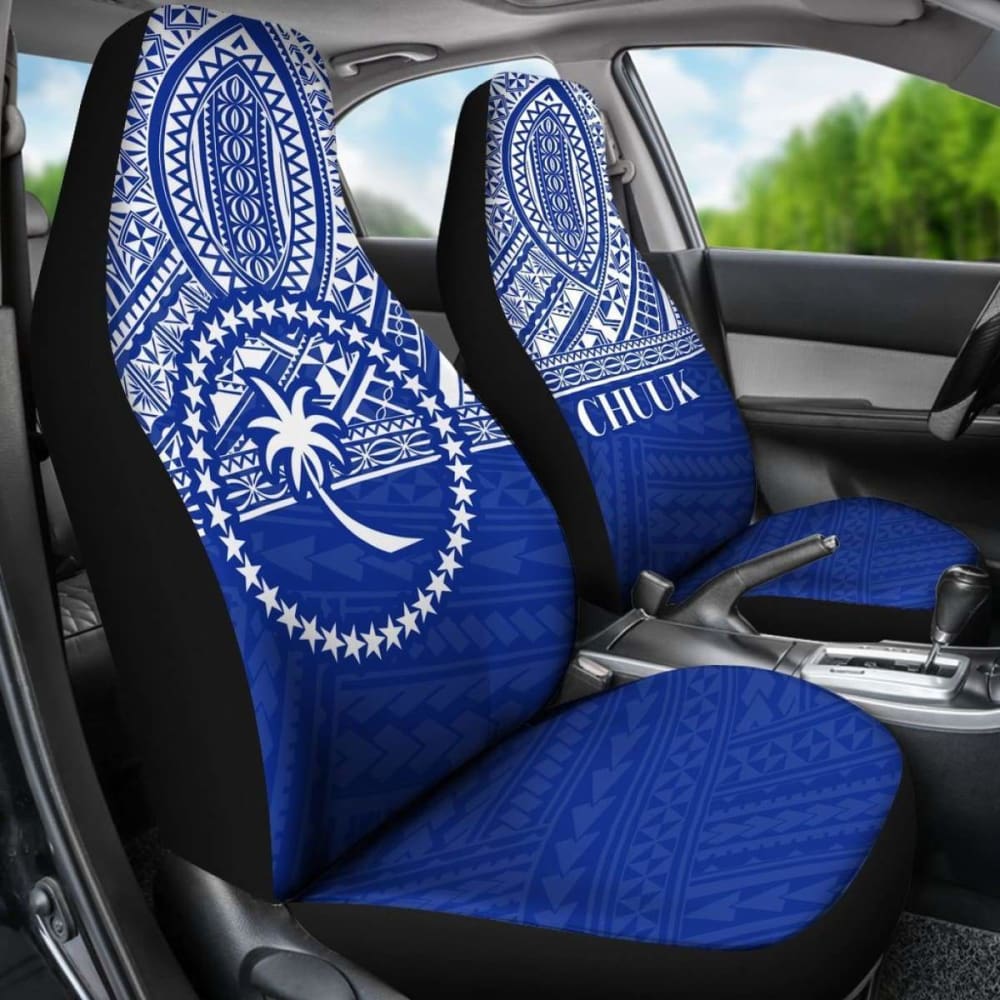 Chuuk State Car Seat Covers - Chuuk Flag Blue Version -