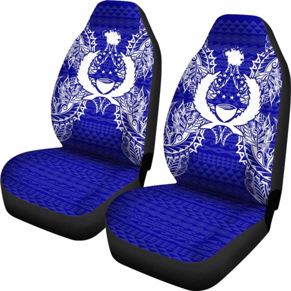 Pohnpei Car Seat Cover - Pohnpei Flag Map Blue -