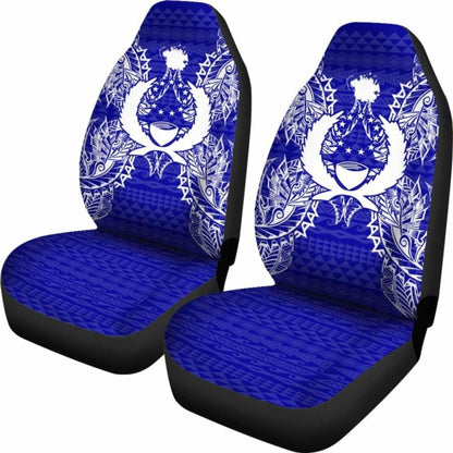 Pohnpei Car Seat Cover - Pohnpei Flag Map Blue -