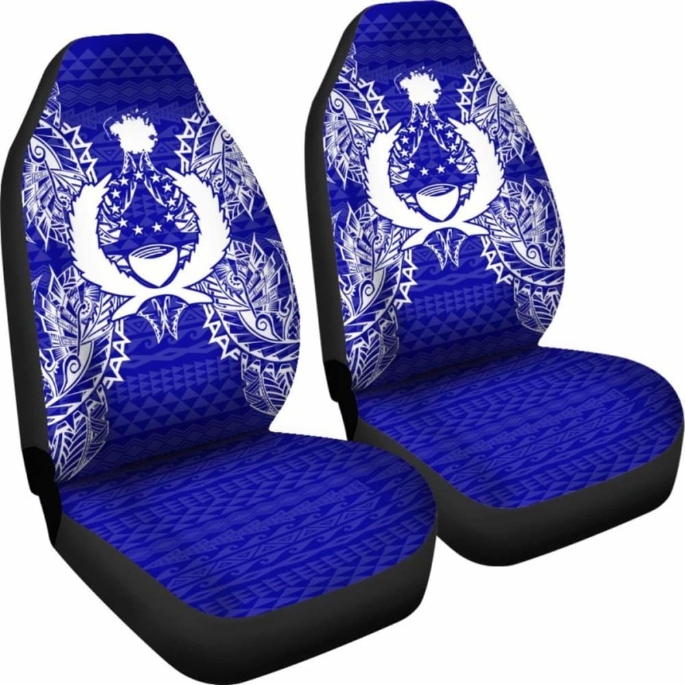 Pohnpei Car Seat Cover - Pohnpei Flag Map Blue -