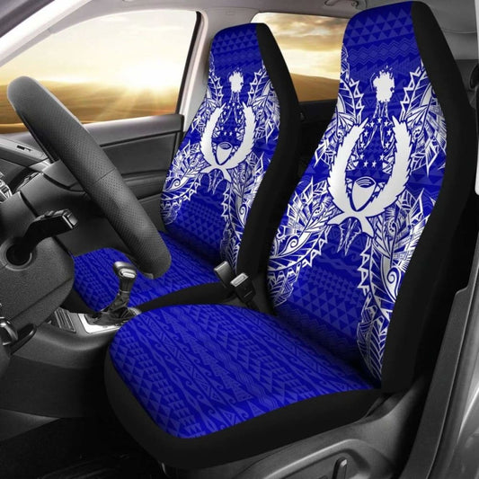 Pohnpei Car Seat Cover - Pohnpei Flag Map Blue -
