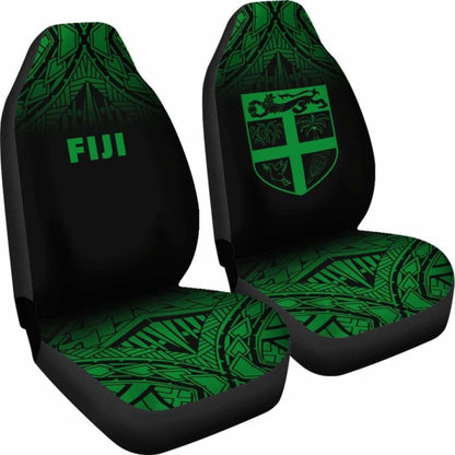 Fiji Tapa Car Seat Covers - Fiji Flag Polynesian Tattoo Fog Green -