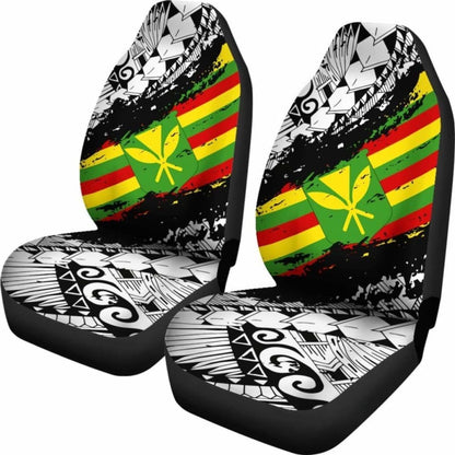 Polynesian Kanaka Flag Car Seat Covers - Nora Style - White - Amazing