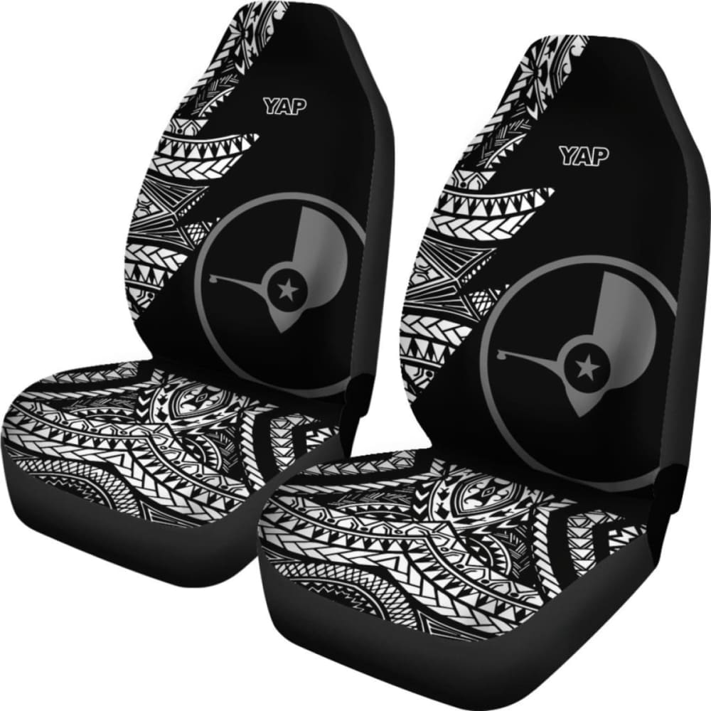 Yap Car Seat Covers - Micronesian Pattern Flash Black -