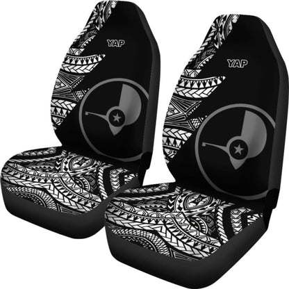 Yap Car Seat Covers - Micronesian Pattern Flash Black -