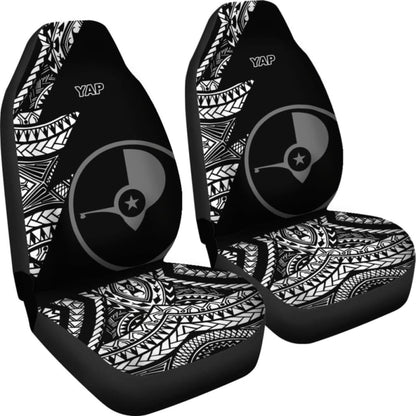Yap Car Seat Covers - Micronesian Pattern Flash Black -