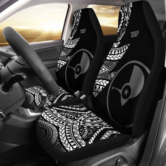 Yap Car Seat Covers - Micronesian Pattern Flash Black -