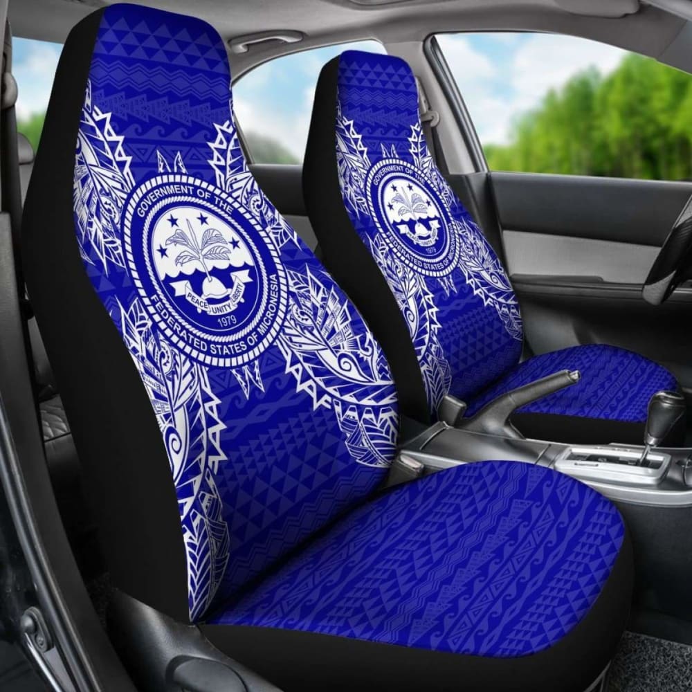 Federated States Of Micronesia Polynesia Car Seat Cover - F S M Seal Map Blue -