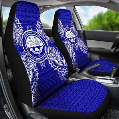 Federated States Of Micronesia Polynesia Car Seat Cover - F S M Seal Map Blue -