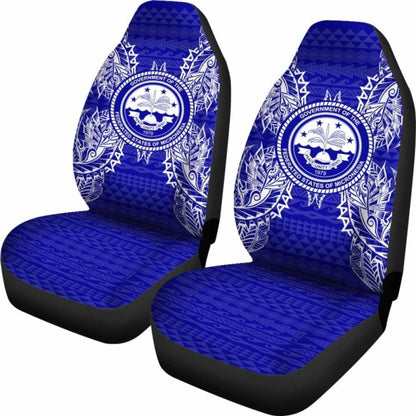 Federated States Of Micronesia Polynesia Car Seat Cover - F S M Seal Map Blue -
