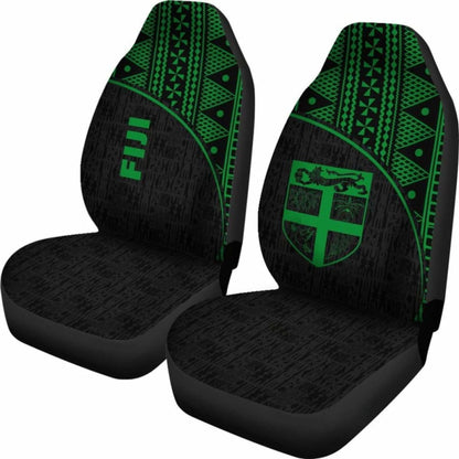Fiji Tapa Car Seat Covers - Fiji Flag Polynesian Green Curve -