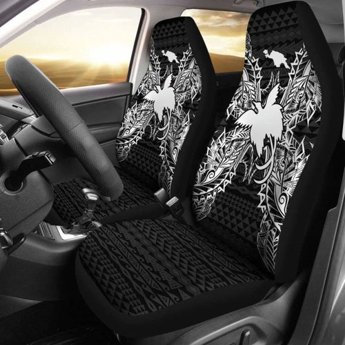 Papua New Guinea Car Seat Cover - Papua New Guinea Flag Map Black -